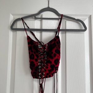 Red Cheetah Tie Crop Top | Millau